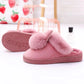 Winter Warm Home Fur Slippers Womens Indoor Home Rabbit Shoe Furry Ears Footwear Indoor Bedroom Flat Heels Fluffy Slippers Shoes