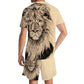 Plus Size 3D Lion Print Men's Cool T-shirt Shorts Set For Sports fitness Summer Street Style Oversized Graphic 2Pcs Men Clothing