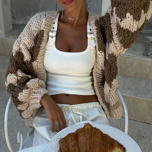Mali Autumn - Patchwork Knitted Cardigan