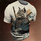 Y2K Samurai Wolf Graphic T-Shirts - Men