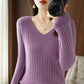 Casual Women Sweater 2023 Autumn Winter Warm Basic Top  V--neck Spring Bottoming Shirt Long Sleeve Fashion Korean Knit Pullovers