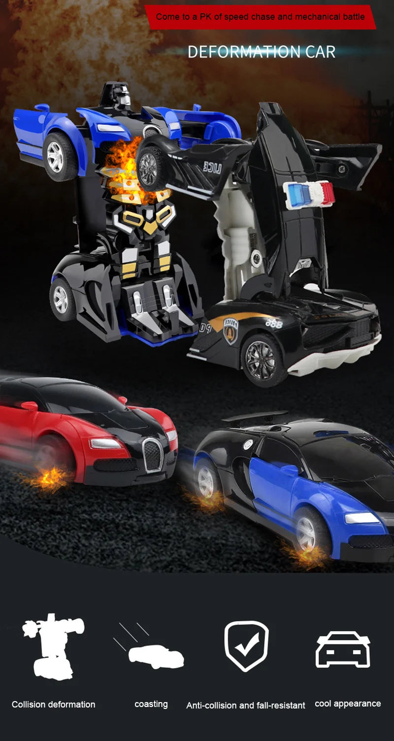 One Click Automatic Collision Deformation Robot Boy Gift Dual Form Toy Car Father Son Interactive Model Car