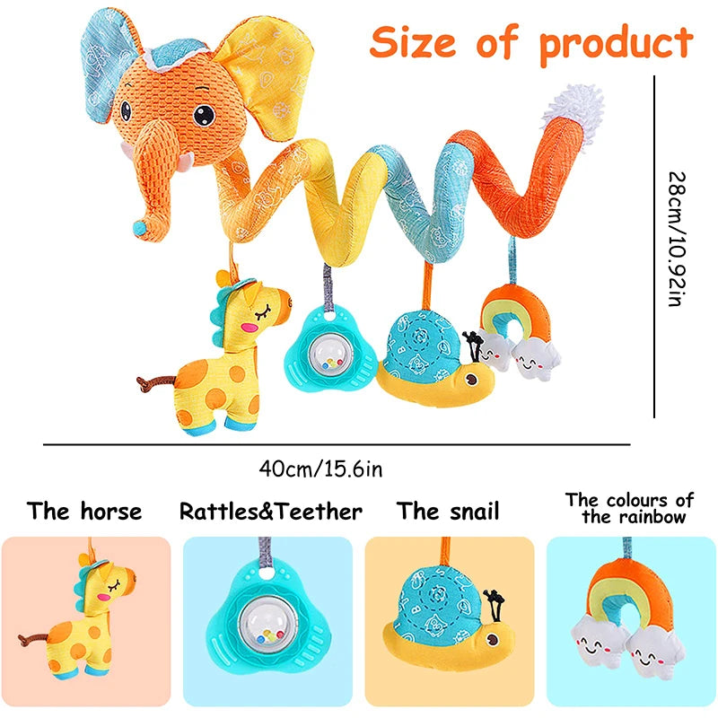 Car Seat Toys Infant Color Elephant Stroller Stretch Spiral Activity Baby Hanging Toys for Crib Mobile Newborn Sensory Toy Gifts