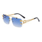 Fashion Metal Leopard Rimless Sunglasses Double Bridges Gradient Ocean Film Shades UV400