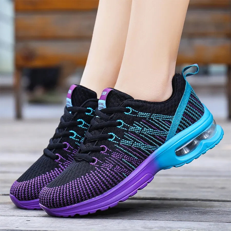 Women Air Cushion Running Shoes for Tennis Sports Fashion Sneakers Lace Up Lightweight Breathable Leisure Gym Walking Shoes