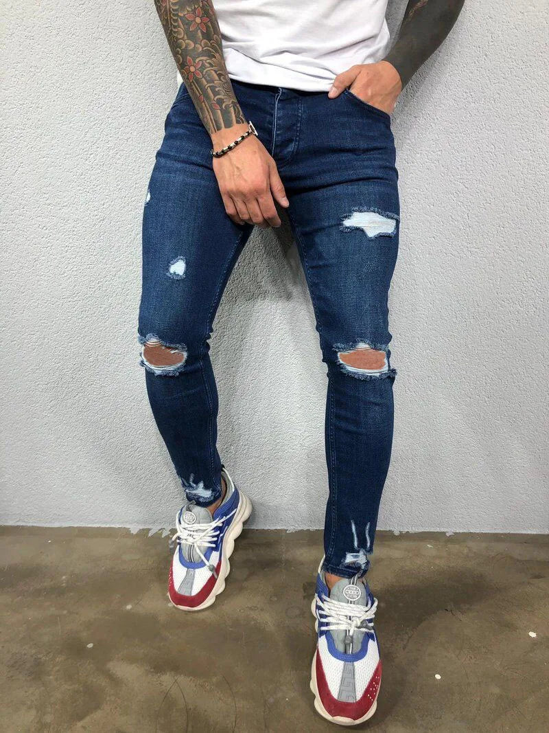 Fast Fashion - Ripped Skinny Denim Jeans - Men