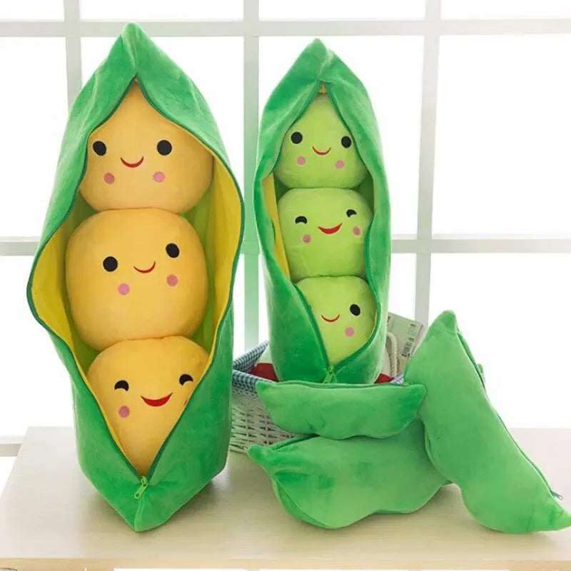 25CM Cute Children's Baby Plush Peas Filled Plant Doll Toy Children Kawaii Quality Pea-shaped Pillow Toy Boy Girl Gift