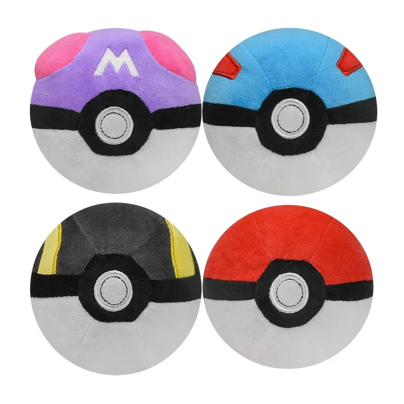 4PCS Poké Ball Stuffed Toy Plush Doll Pocket Monster Children's Toy Master Ball Great Ball Ultra Plush Pendant Kids Gifts