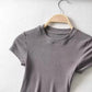 Summer Sexy Women O-neck Short-sleeve T-shirt Slim Elastic Skinny Crop Tops