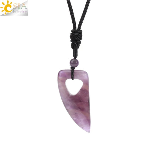 Men's Mali Necklace - Polished Stone Wolf-Shark Tooth