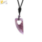 Men's Mali Necklace - Polished Stone Wolf-Shark Tooth