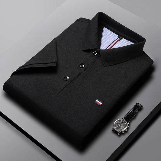 Men's Fitted Short Sleeve Casual Embroidered Polo