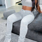 LW U Neck Sleeveless Stretchy Crop Top & High-waisted Fold Design Drawstring Ruched Stacked Pants Set Summer Sport Sets