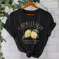 Lemon Print T-shirt, Short Sleeve Crew Neck Casual Top for Summer & Spring, Women's Clothing