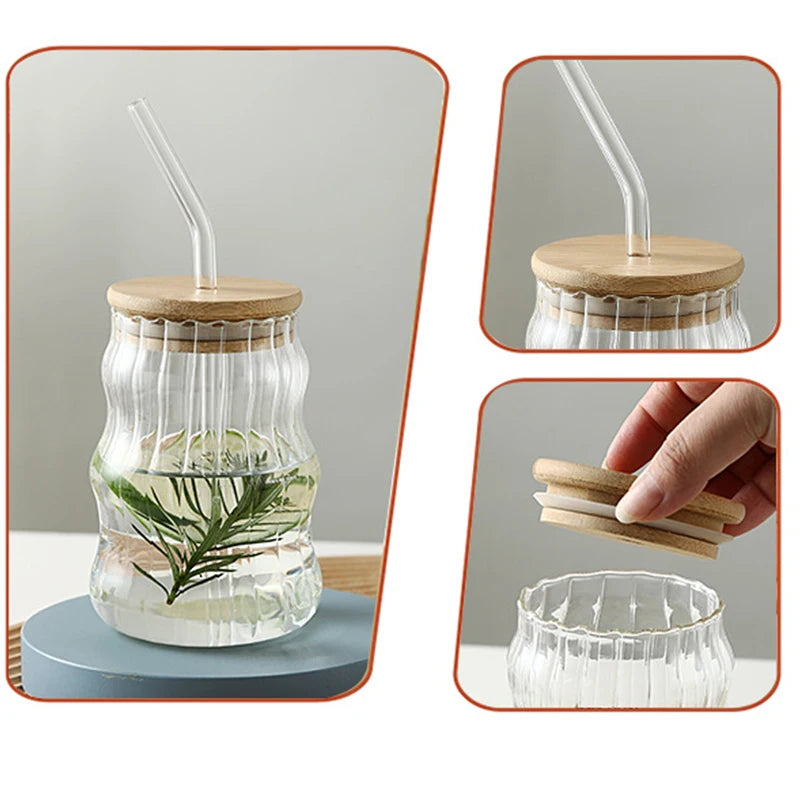 Mali Cups - Striped Exotic Mason Jar Cup w/ Lid & Straw