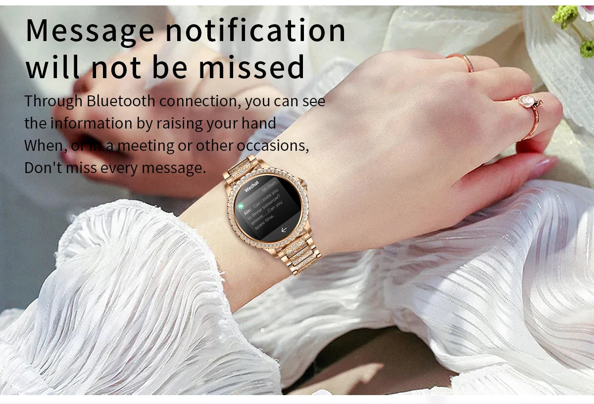 Fashion Luxury Gold Smart Watch Heart rate Blood Oxygen Sleep Monitoring Diamond Bracelet Bluetooth Call Smartwatch Ladies