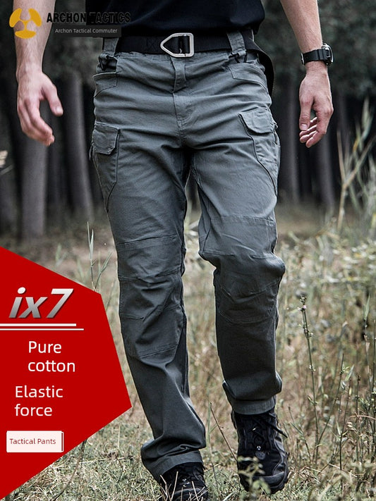 Spring and Summer Consul Ix9 Tactical Pants Men's Elastic 7-Pocket Camouflage Pants Outdoor Cargo Pants Straight-leg Training Pants