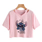 Stitch Graphic Crop Tops - Women's