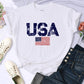 USA Letters American Flag Stars and Stripes Printed Women T-Shirts Street Hip Hop Tee Clothing Summer Breathable Tshirt Female