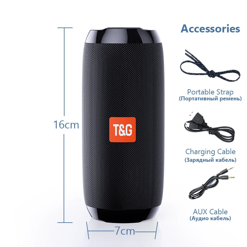 TG117 Portable Bluetooth Speaker Outdoor Wireless Woofer Free Call /FM/TF Card/USB Flash Drive Connect Mobile Phone/Tablet/TV