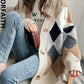 Colorfaith 2022 Plaid Chic Cardigans Button Puff Sleeve Checkered Oversized Women's Sweaters Winter Spring Sweater Tops SW658